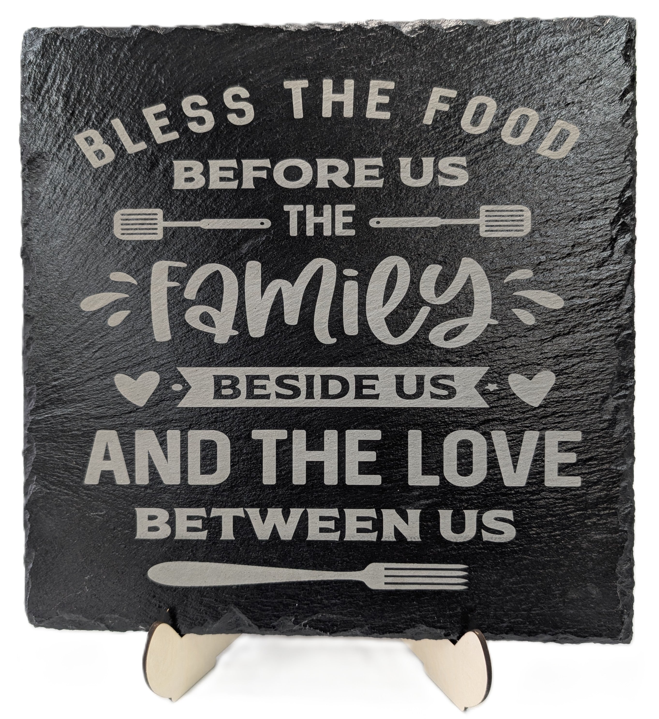 Bless The Food Laser Engraved Slate Trivet