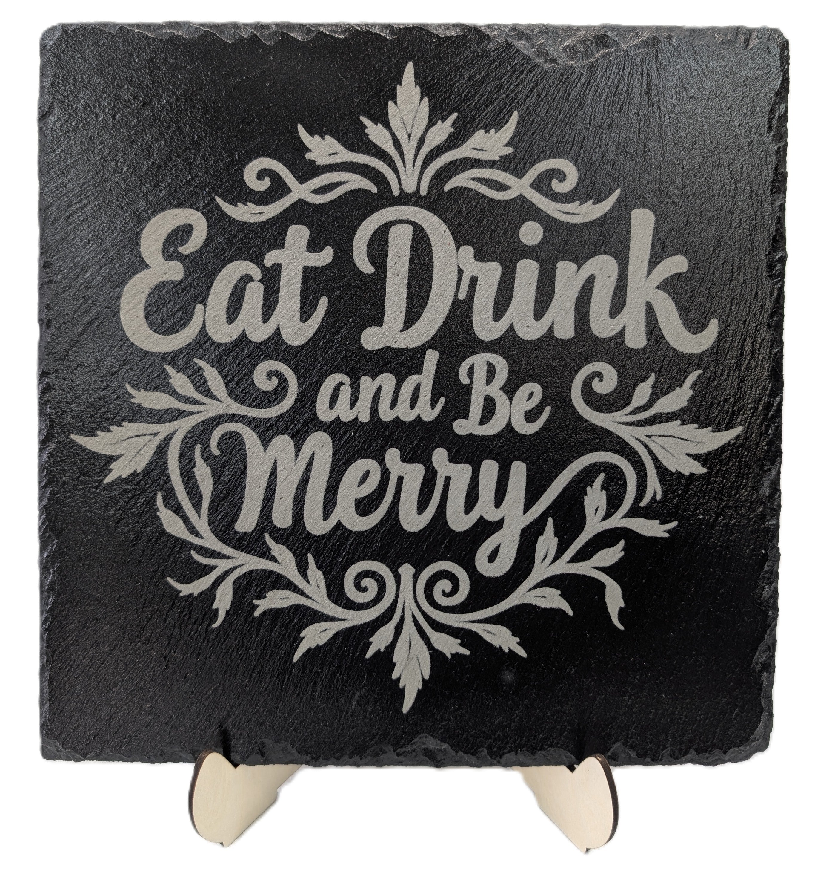 Eat Drink and Be Merry Laser Engraved Slate Trivet
