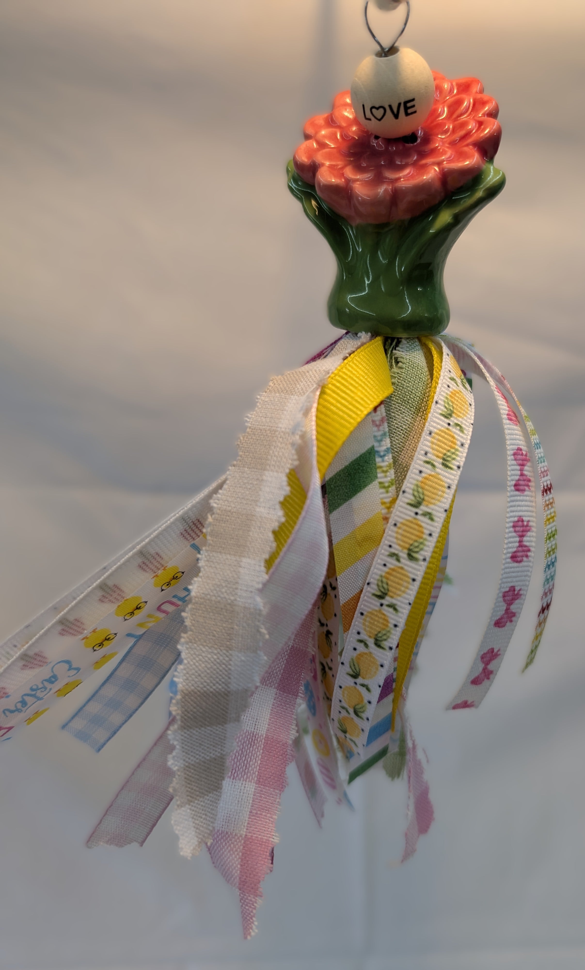 Red and Green Flower Salt Shaker Tassel