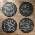 Christmas Round Slate Coasters - Enhanced Background
