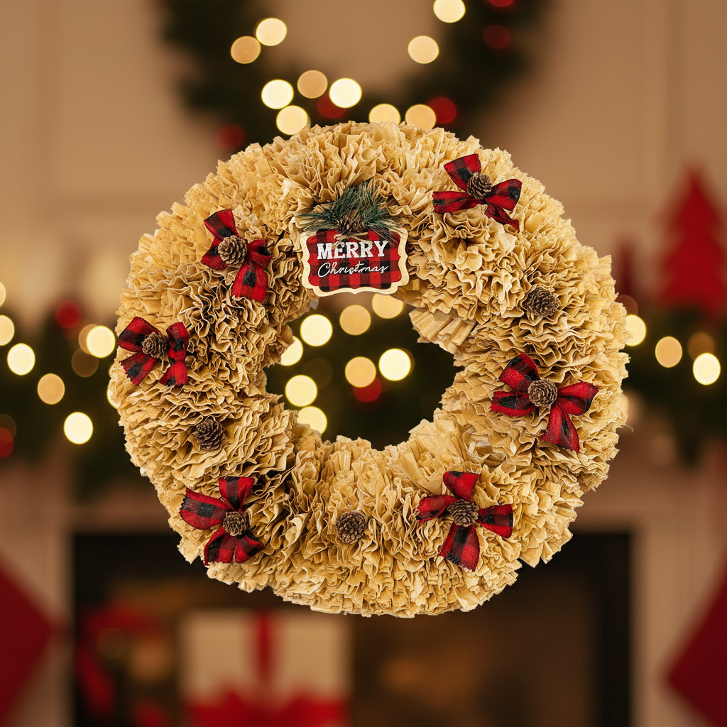 Coffee Filter Christmas Wreath - Festive Background