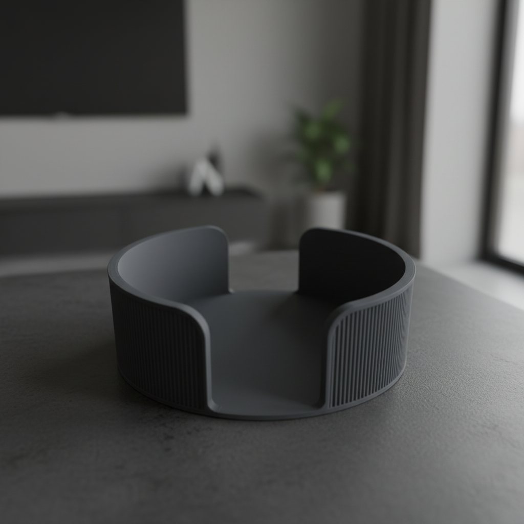 Dark Charcoal Round Coaster Holder Enhanced Background