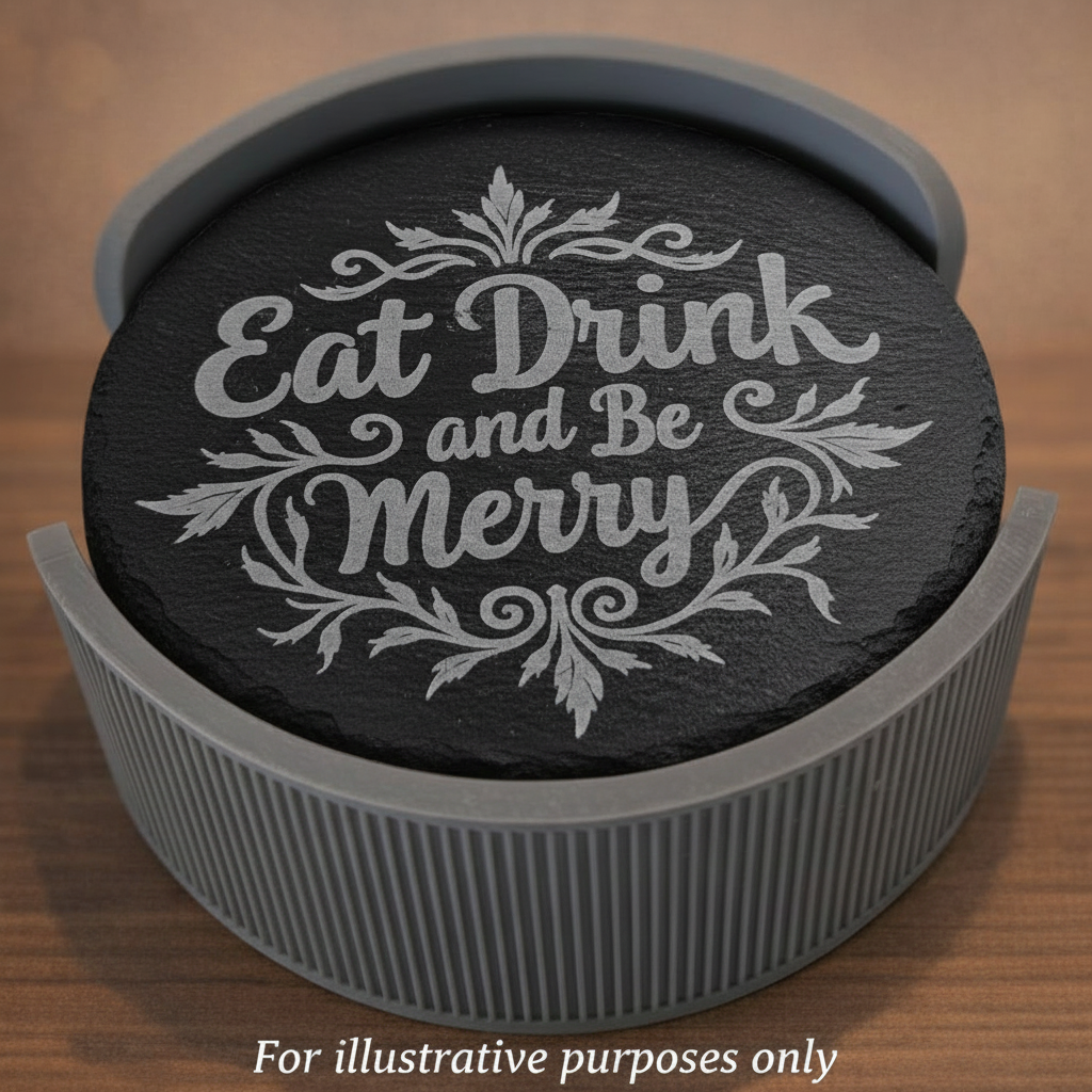 Eat Drink and Be Merry - In Holder with Disclaimer