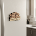 Bristol A Good Place To Live Cedar Wood Refrigerator Magnet displayed on refrigerator