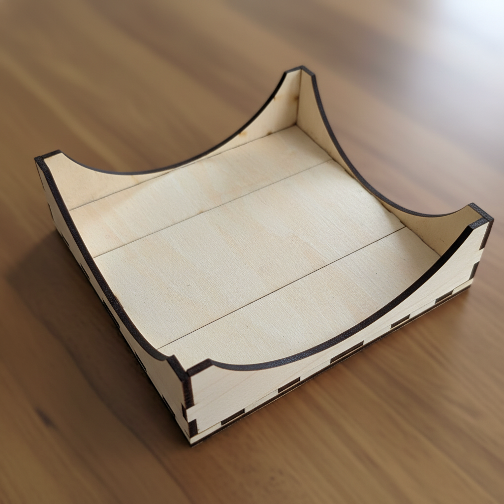 Wood Square Coaster Holder with Plank Lines